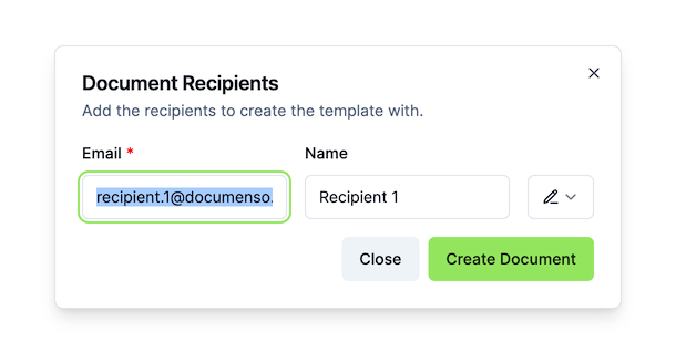 Template recipients quick fill view